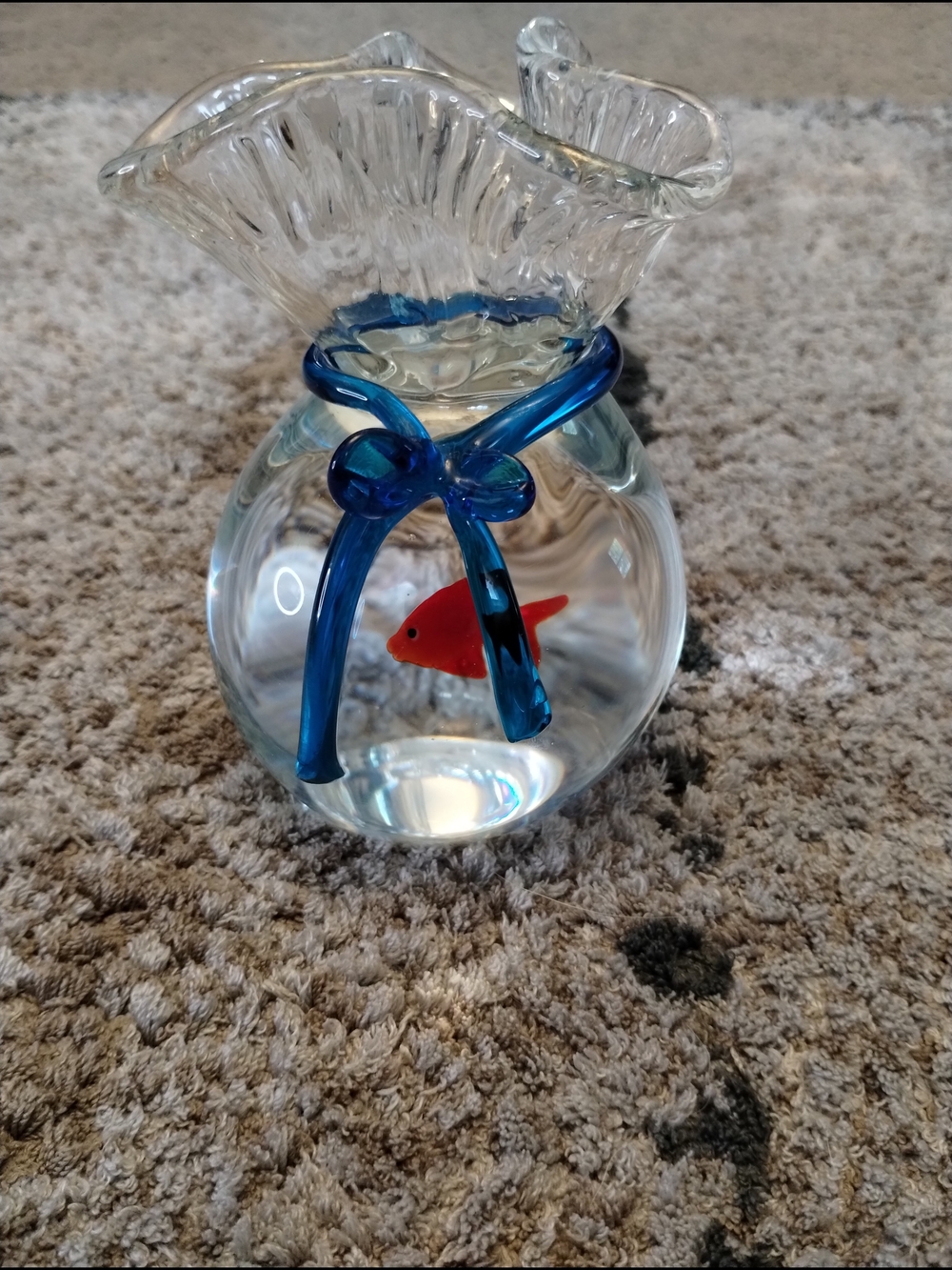 Vintage Murano Goldfish in a Bag Italy Art Glass Statue.